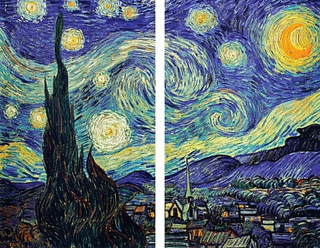 Модульная картина Ван Гог &quot;Звездная ночь&quot; 50*80см. 2 части арт.2278